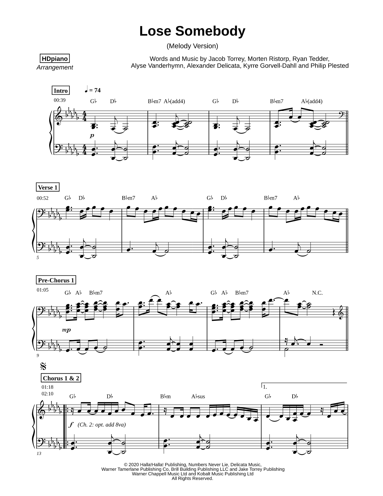 Lose Somebody [melody version]