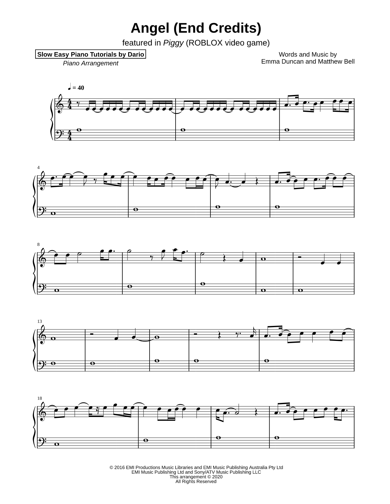 Angel (End Credits) [Slow Easy Piano Tutorial]