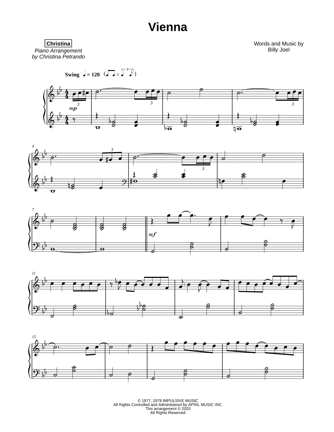 Vienna Sheet Music — Piano Solo