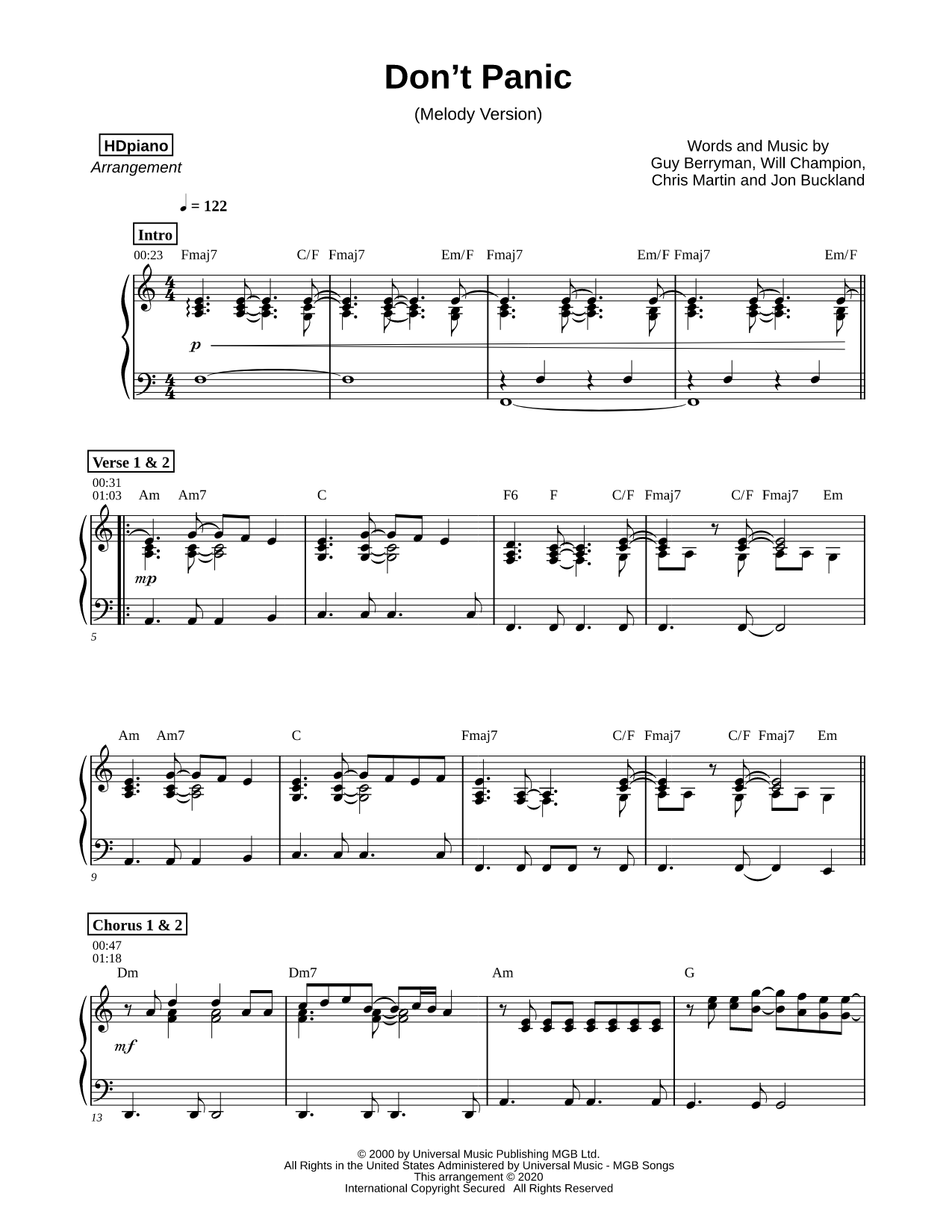 Don't Panic [melody version]