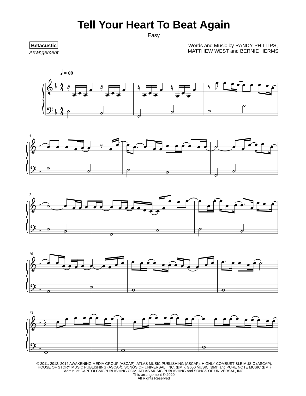 Tell Your Heart to Beat Again [easy]