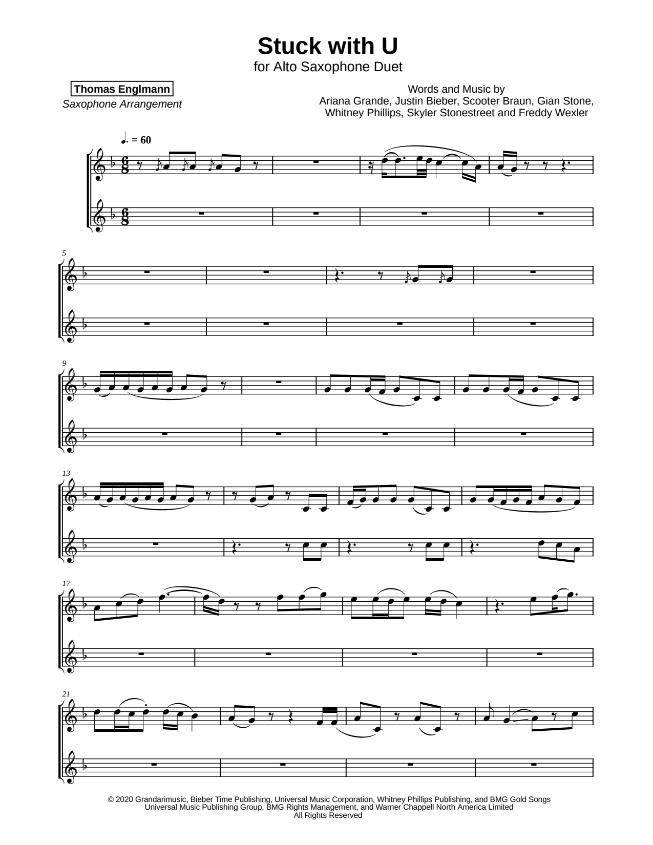 Stuck with U - Alto Saxophone Duet