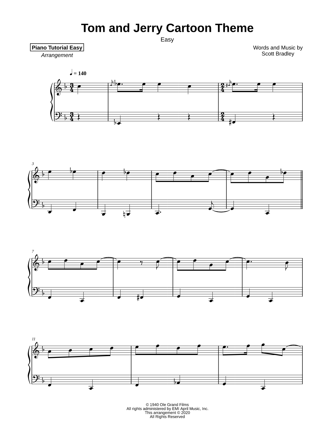 Tom and Jerry Cartoon Theme [easy]
