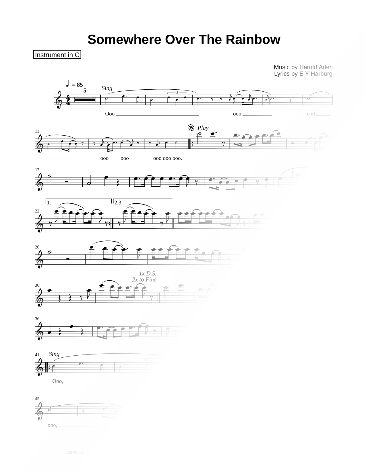 Over the Rainbow - C Instrument