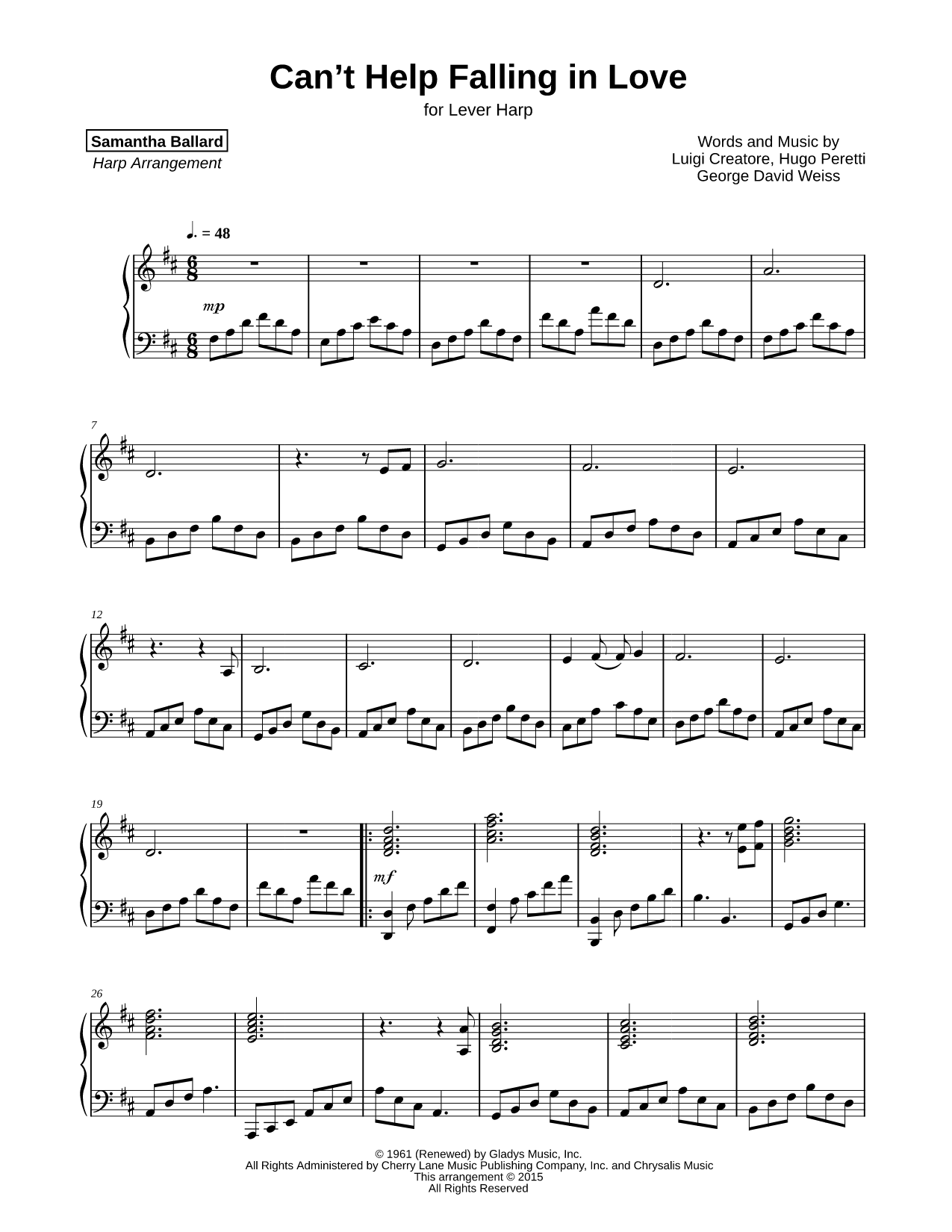 Can't Help Falling in Love [lever harp]