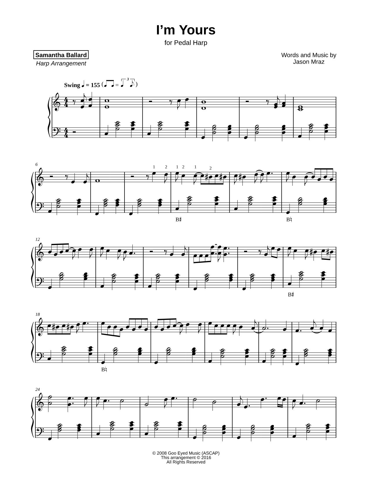 I'm Yours [pedal harp]