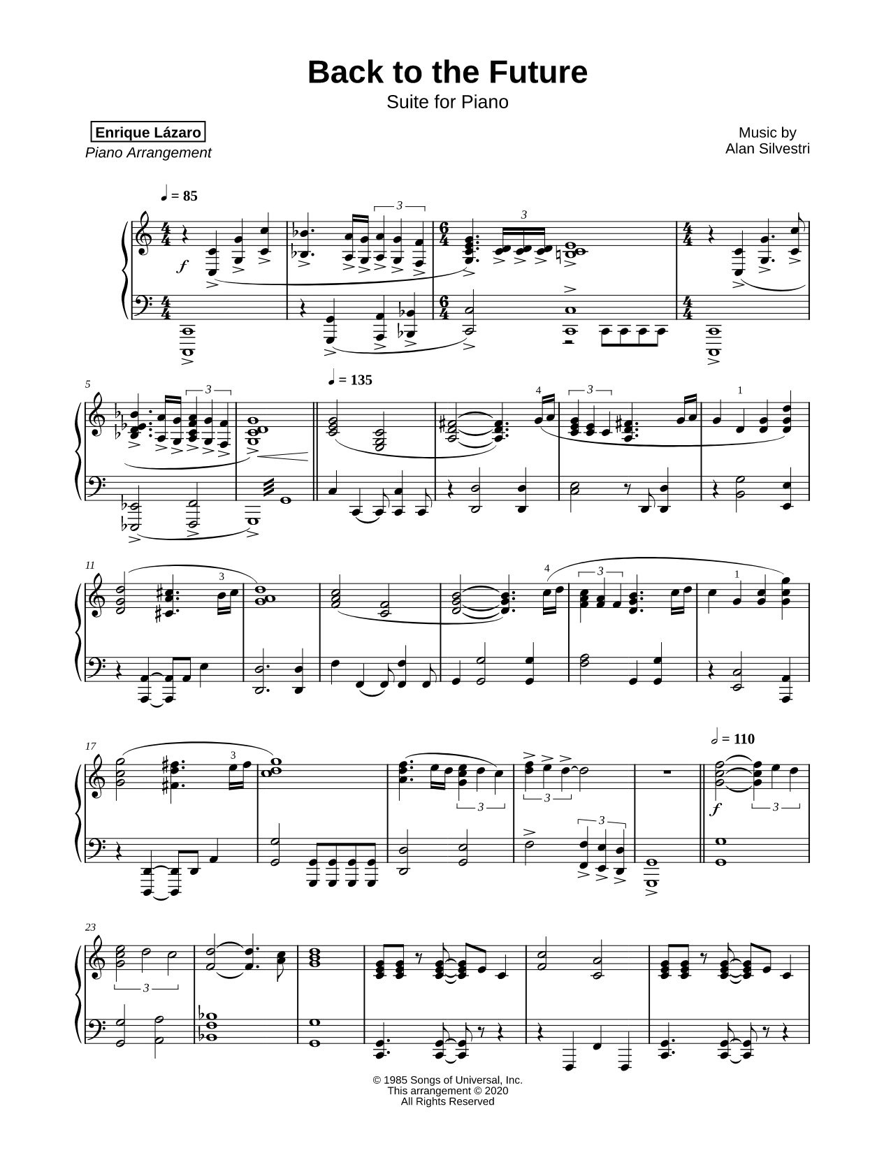 Back to the Future Piano Suite