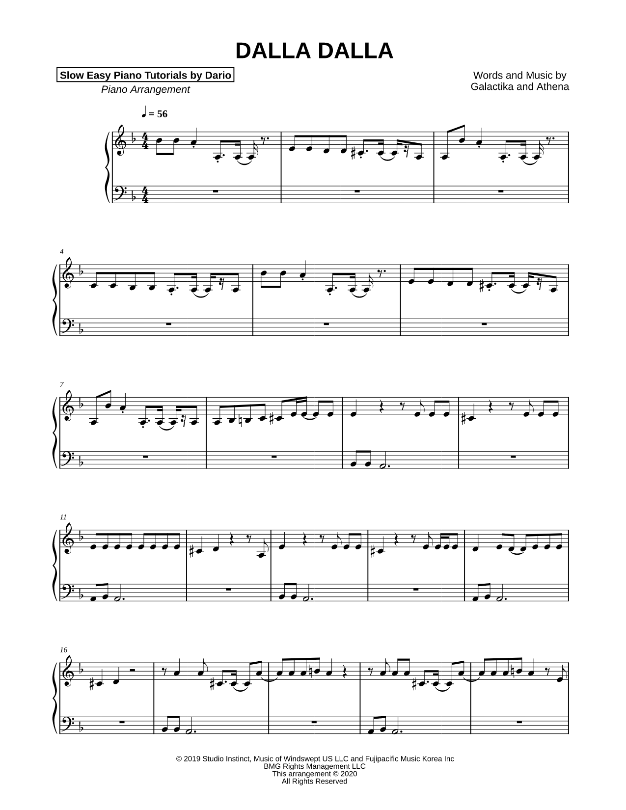 DALLA DALLA [Slow Easy Piano Tutorial]