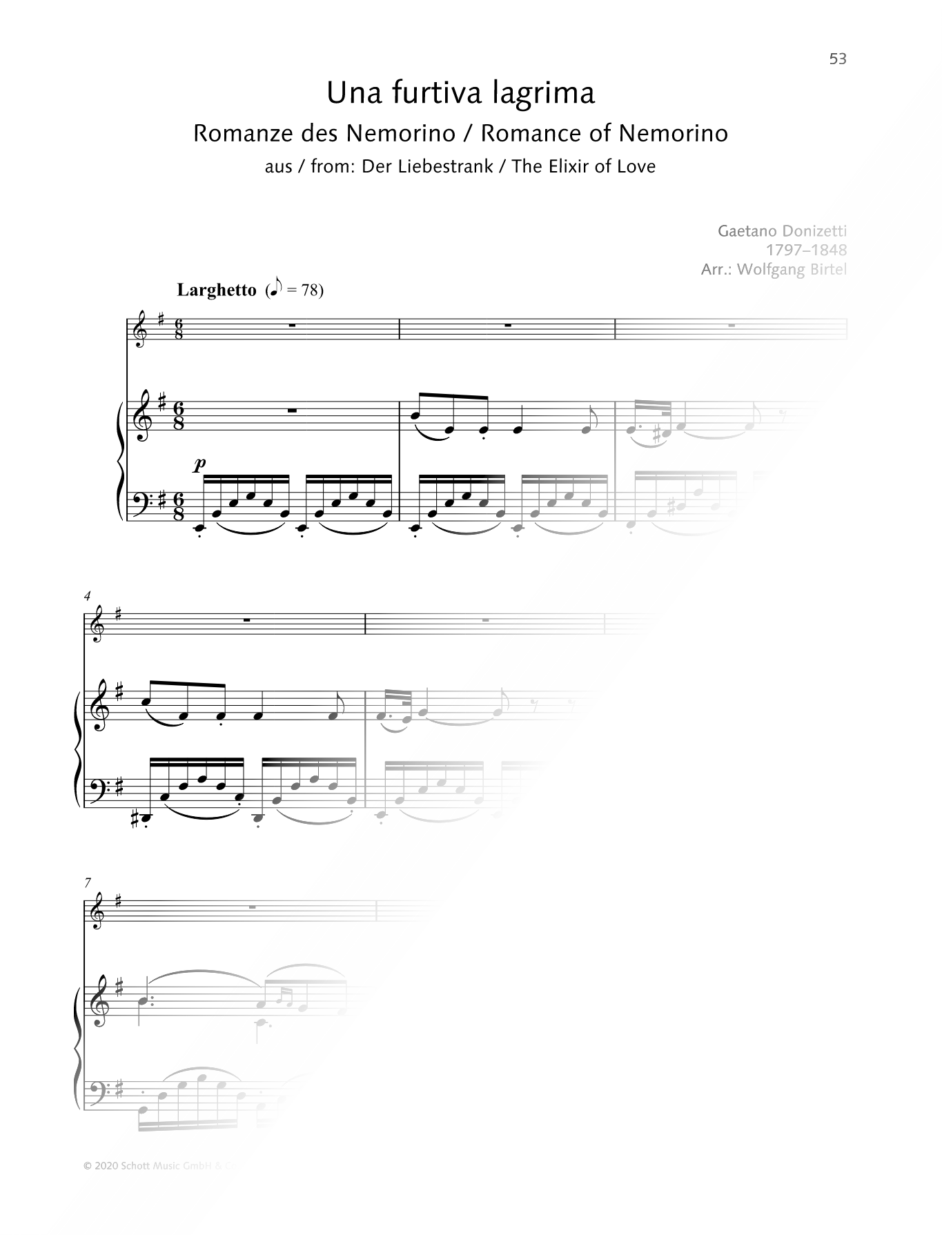 Una furtiva lagrima - Violin & Piano