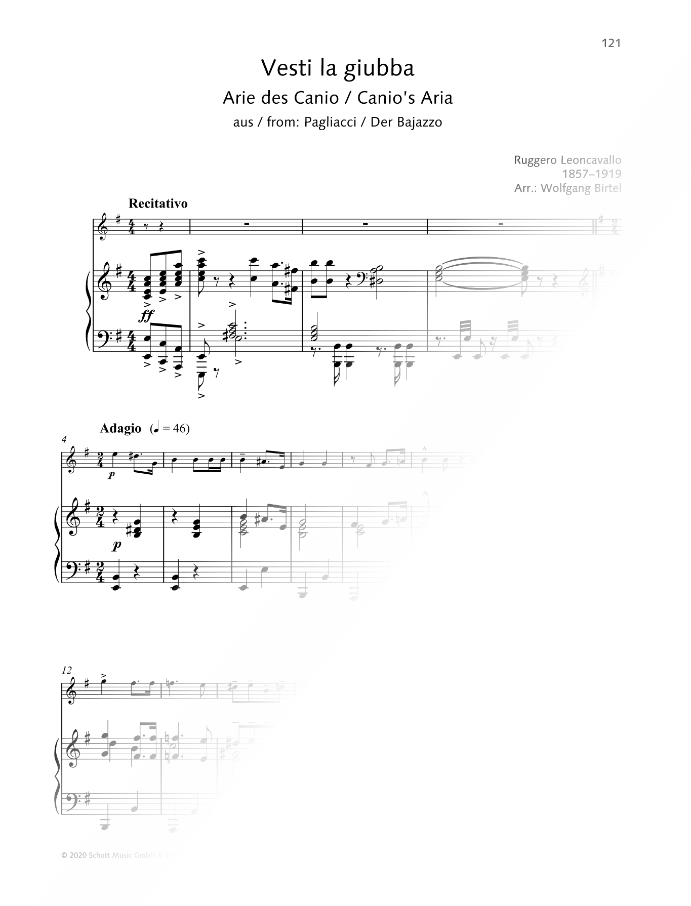 Vesti la Giubba - Violin & Piano