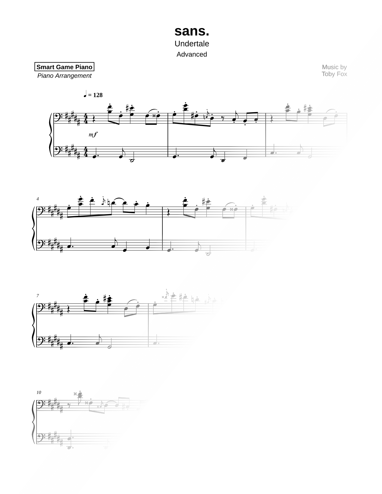 Sans [advanced] Sheet Music — Piano Solo