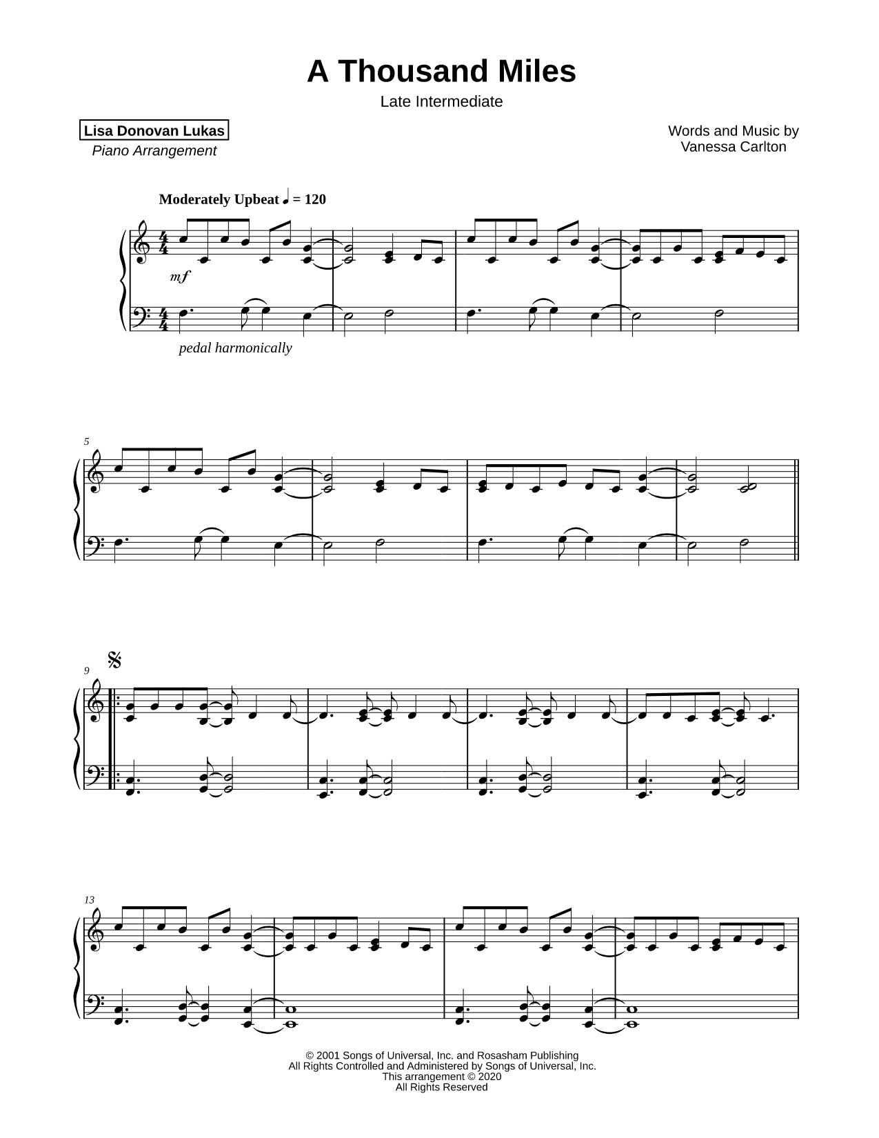 A Thousand Miles [late intermediate]