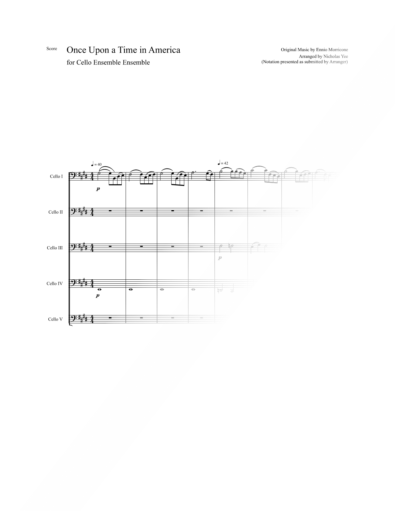 Once Upon a Time in America - Cello Quintet