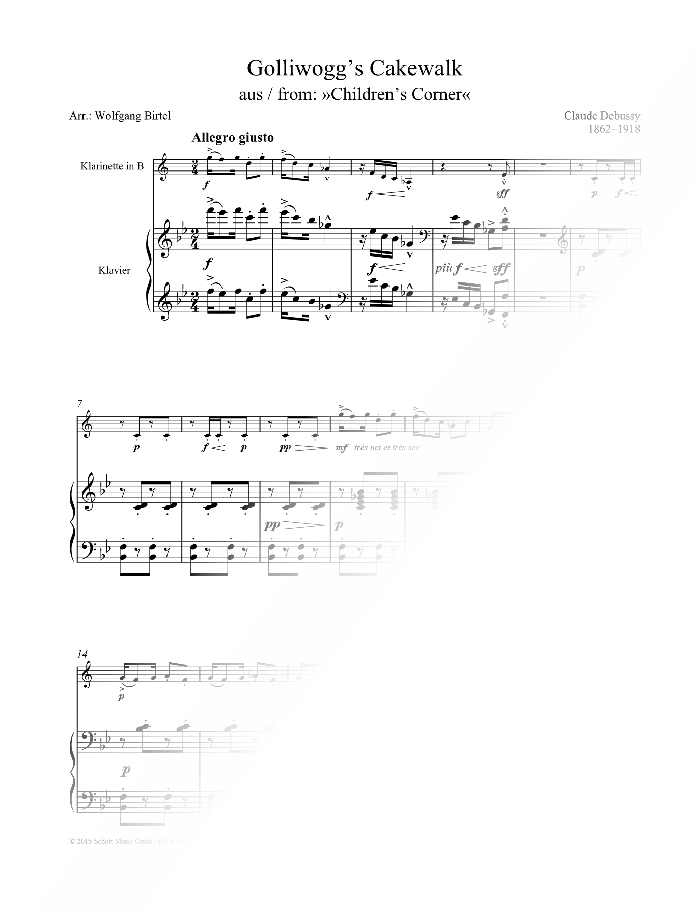 Golliwogg's Cakewalk - Clarinet & Piano