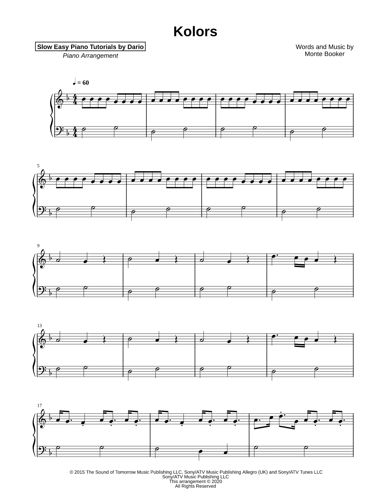 Kolors [Slow Easy Piano Tutorial]