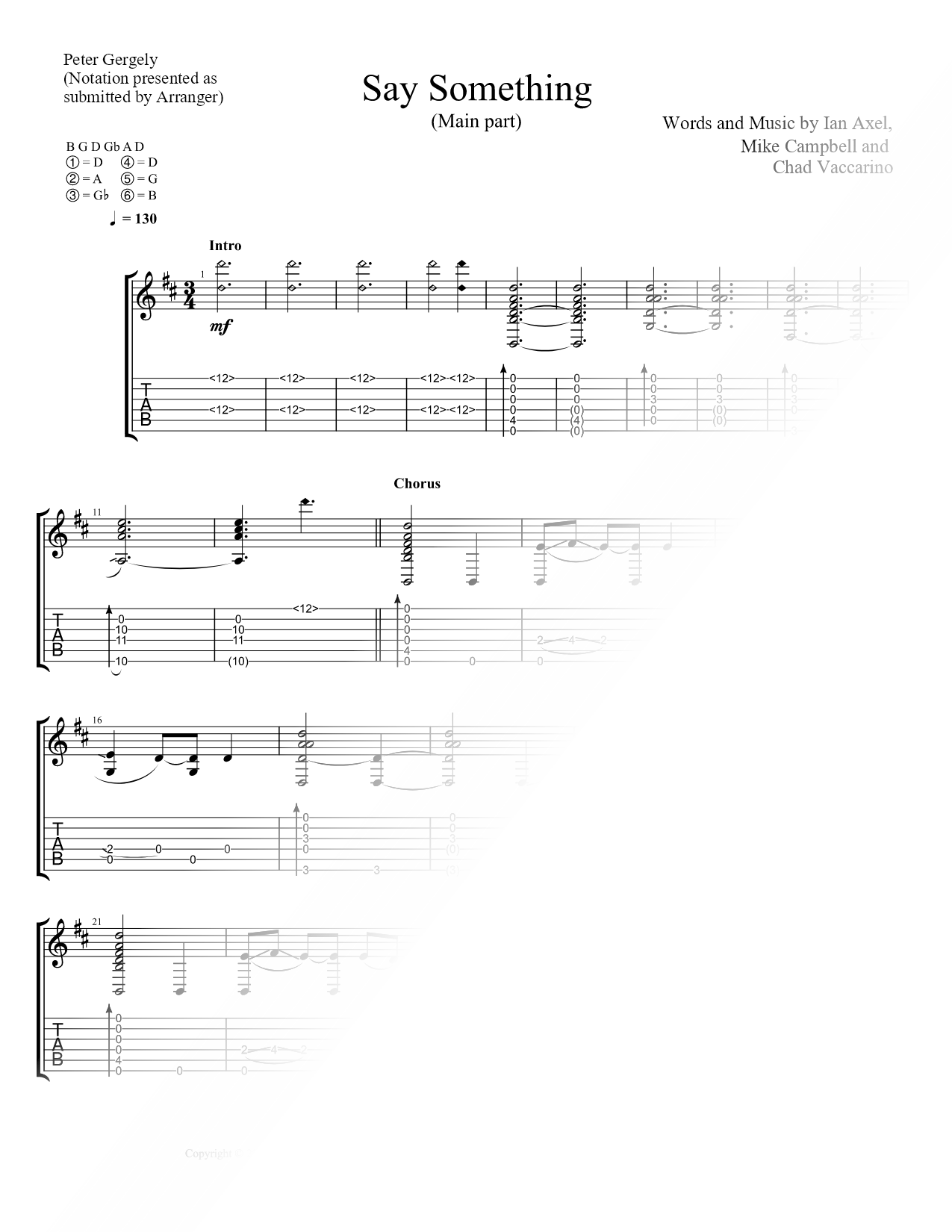 Say Something Sheet Music — Guitar Tab
