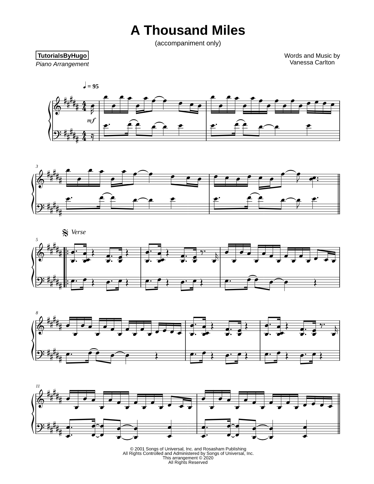 A Thousand Miles [accompaniment only]