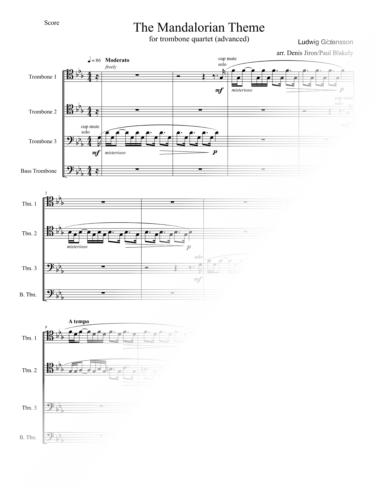 Star Wars: The Mandalorian (Main Theme) - Trombone Quartet