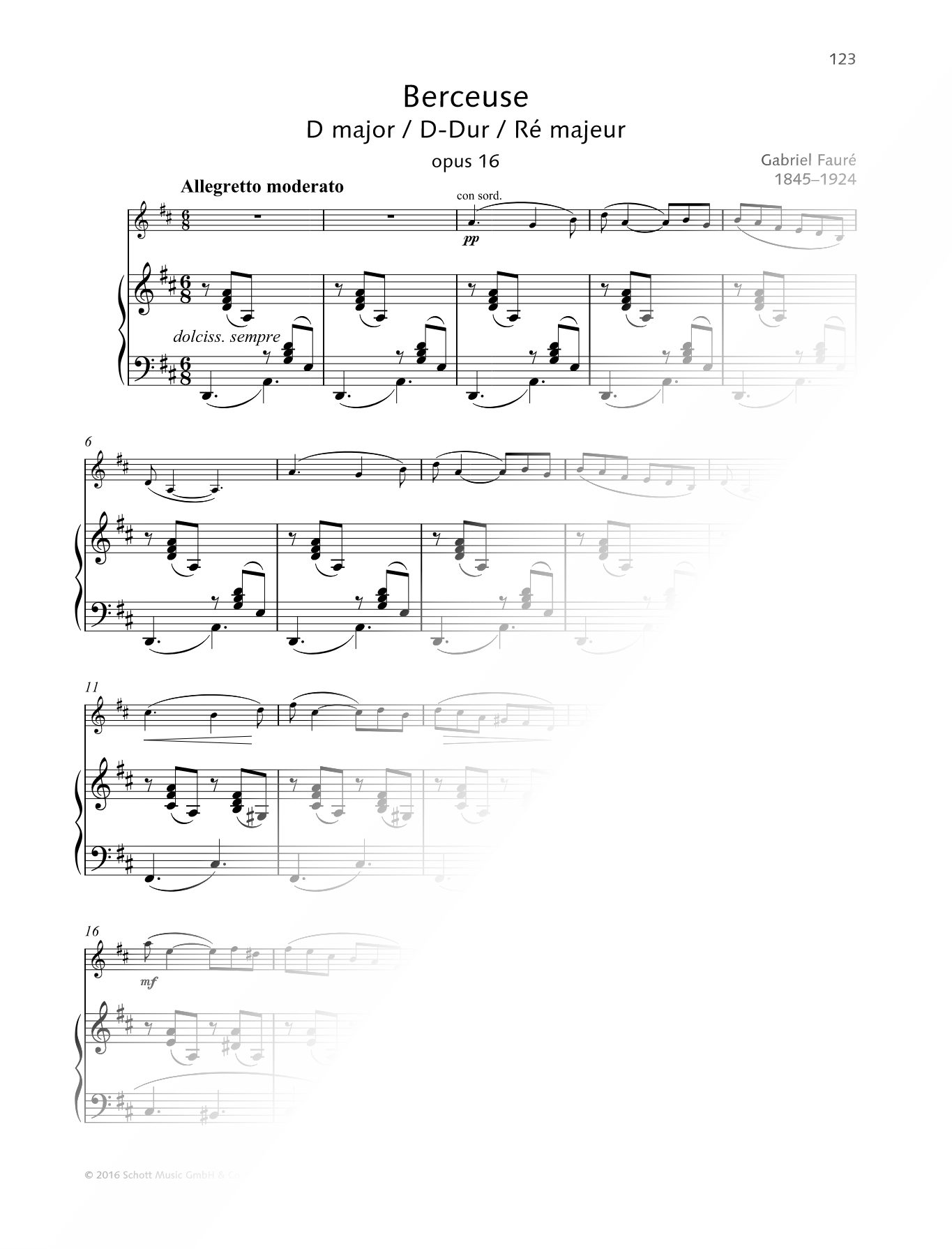 Berceuse, Op. 16 - Violin & Piano