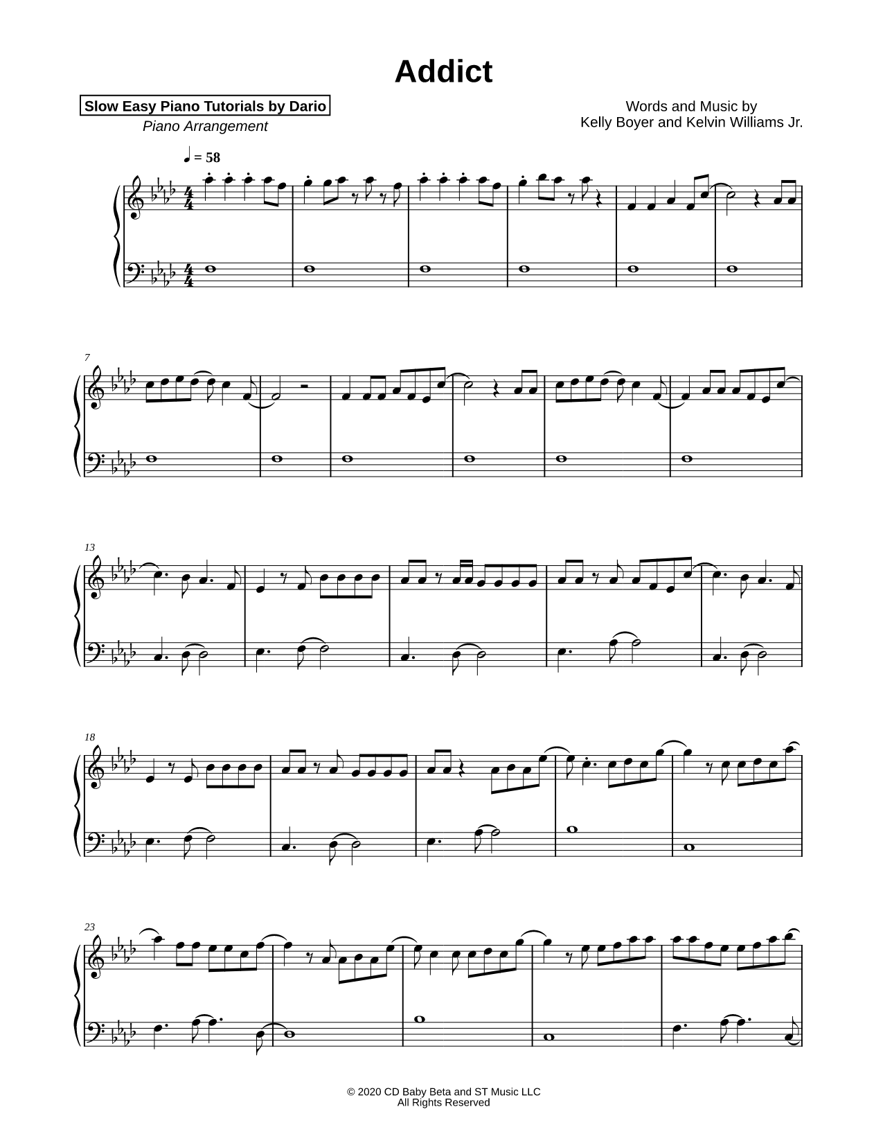 Addict [Slow Easy Piano Tutorial]