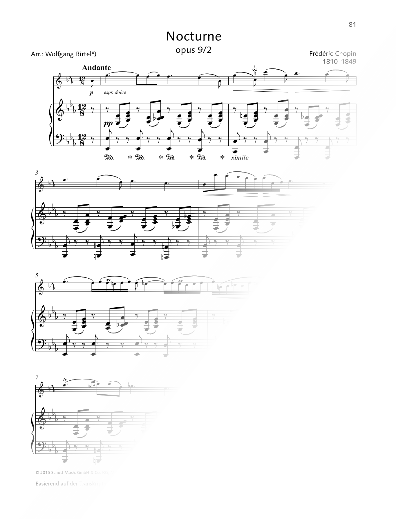 Nocturne in Eb Major, Op. 9, No. 2 - Violin & Piano