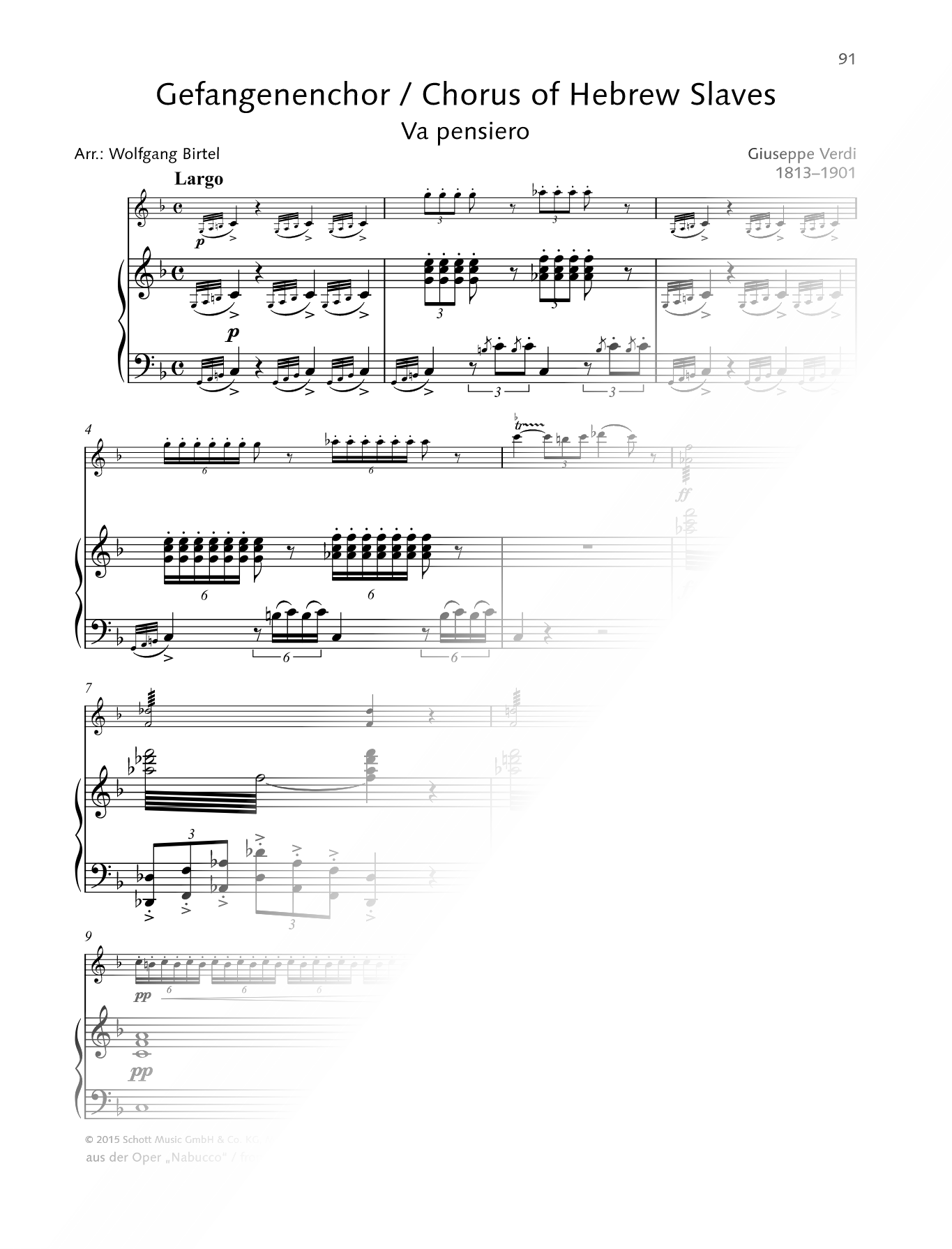 Chorus of the Hebrew Slaves (Va, pensiero) - Violin & Piano