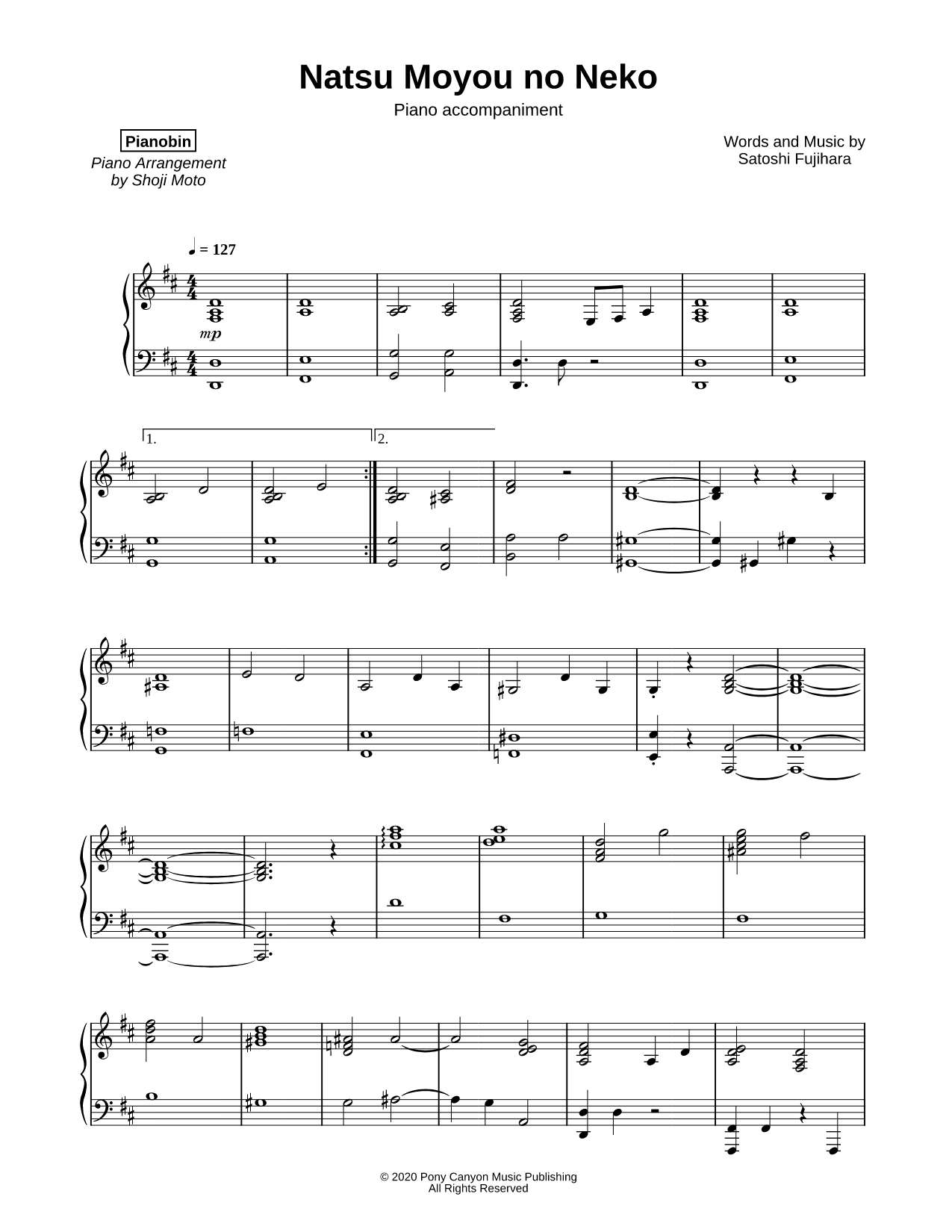 Natsu Moyou no Neko [piano accompaniment]