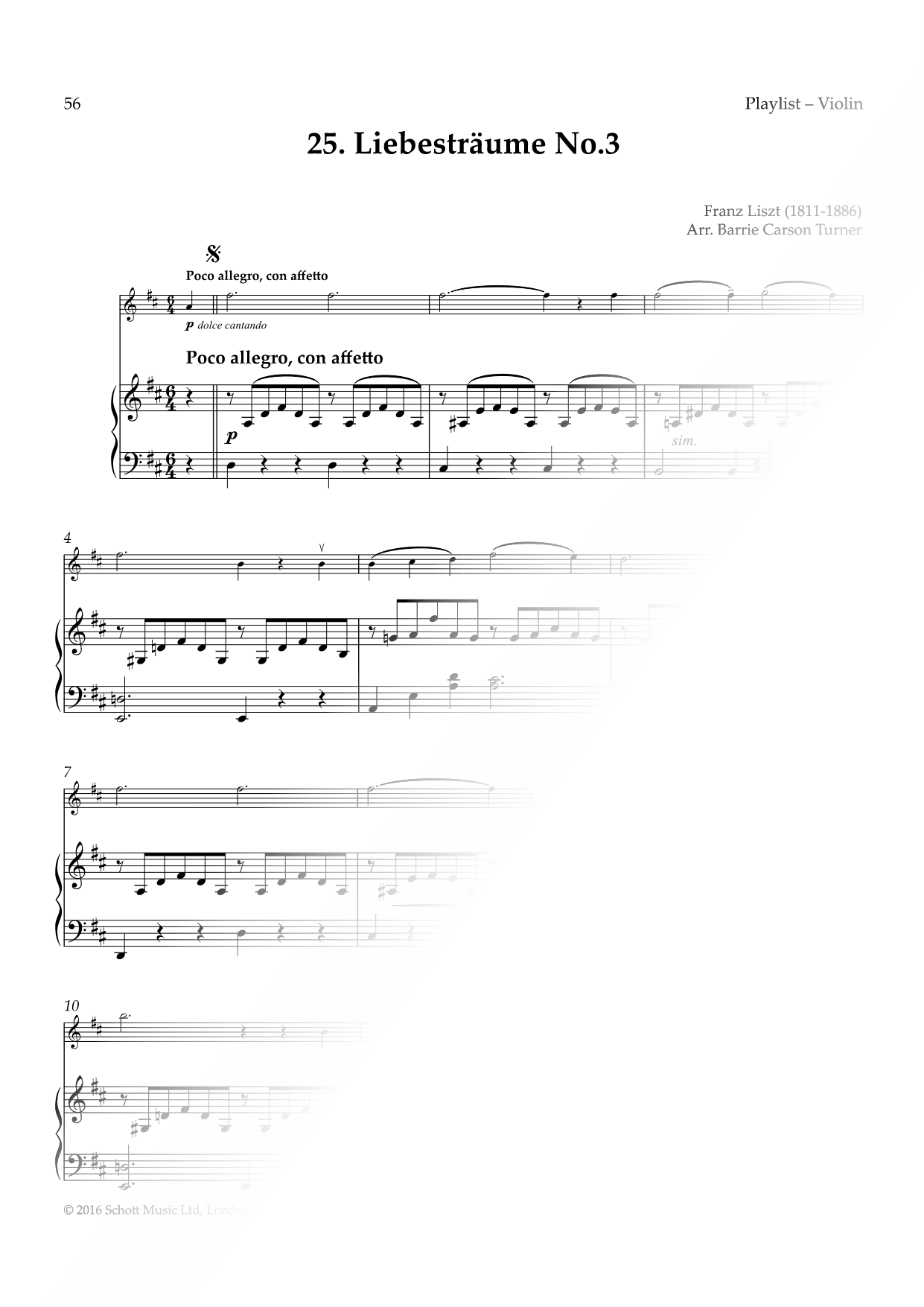 Liebestraum No. 3 - Violin & Piano