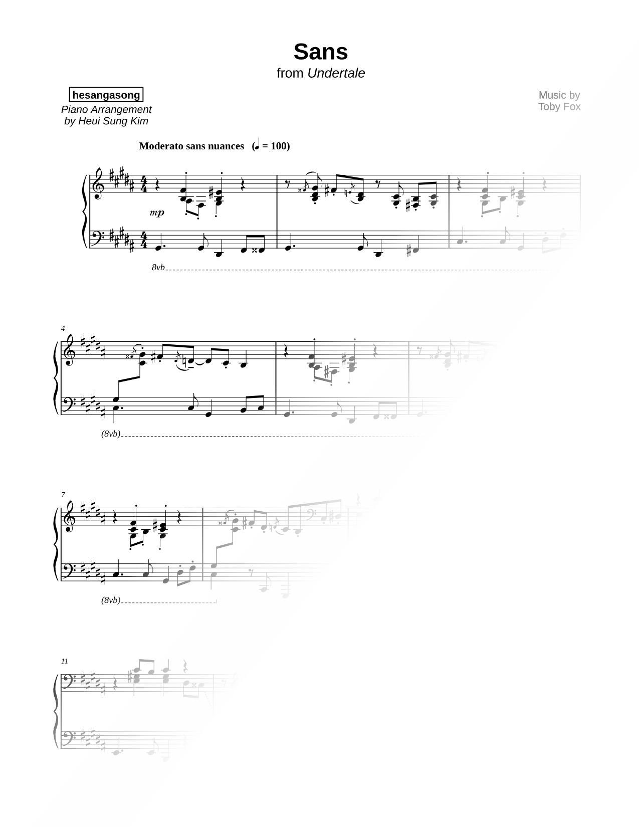 Sans Sheet Music — Piano Solo