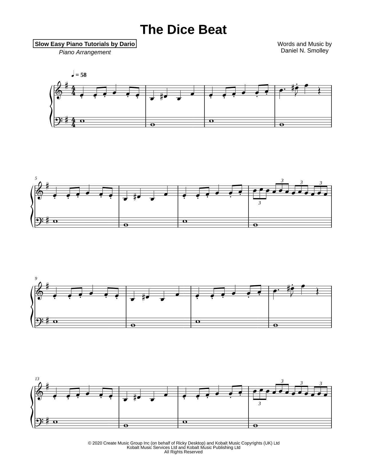 The Dice Beat [Slow Easy Piano Tutorial]