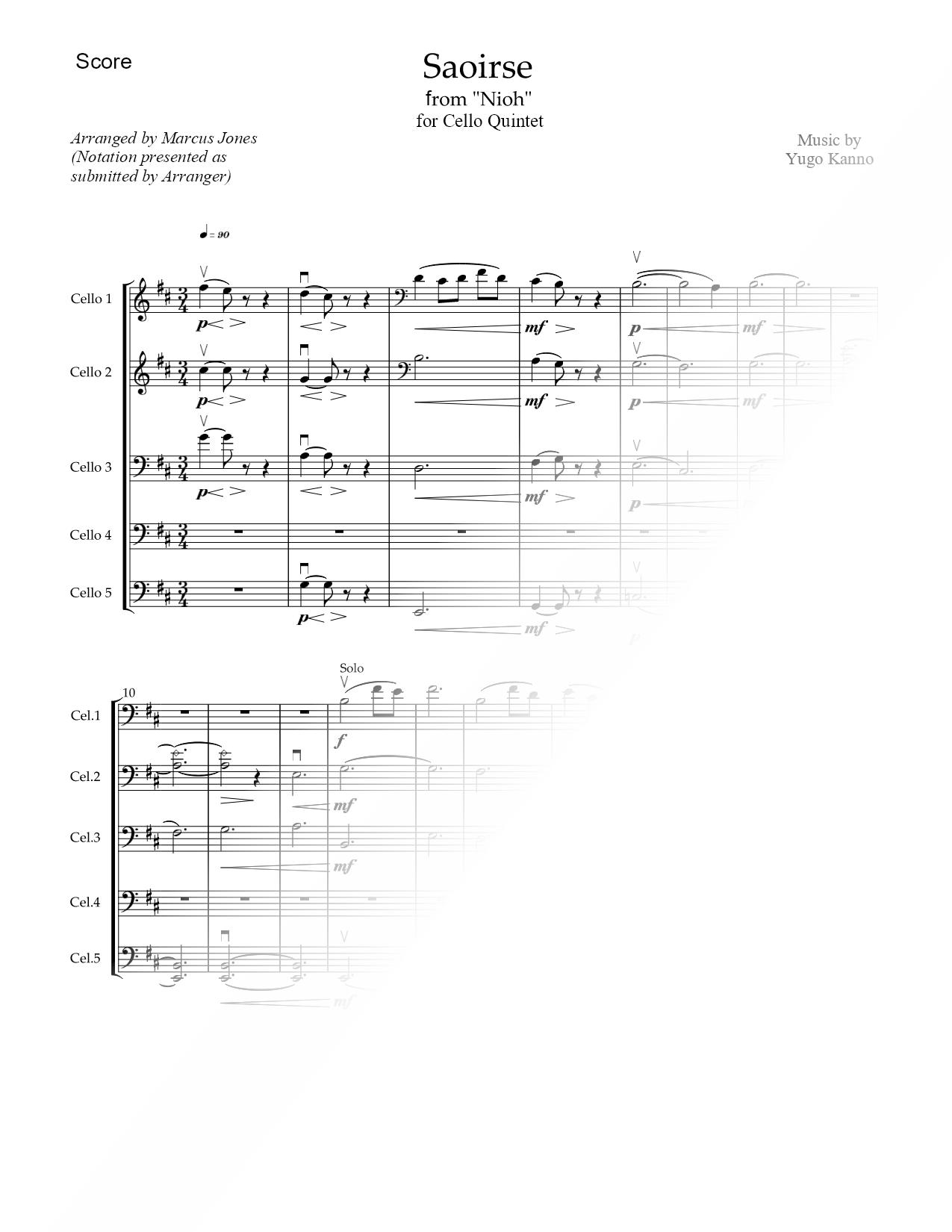 Saoirse - Cello Quintet