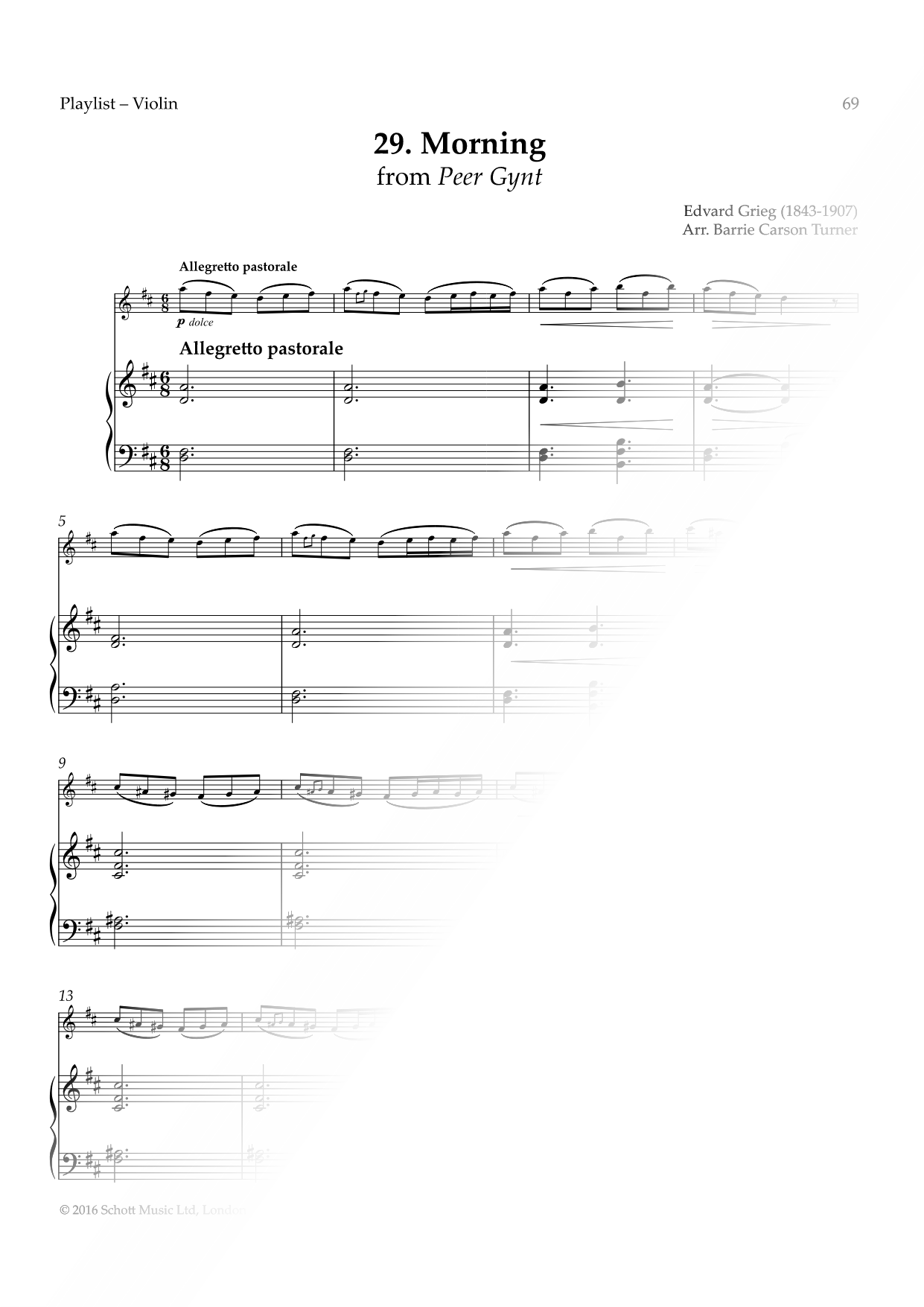 Morning from Peer Gynt - Violin & Piano