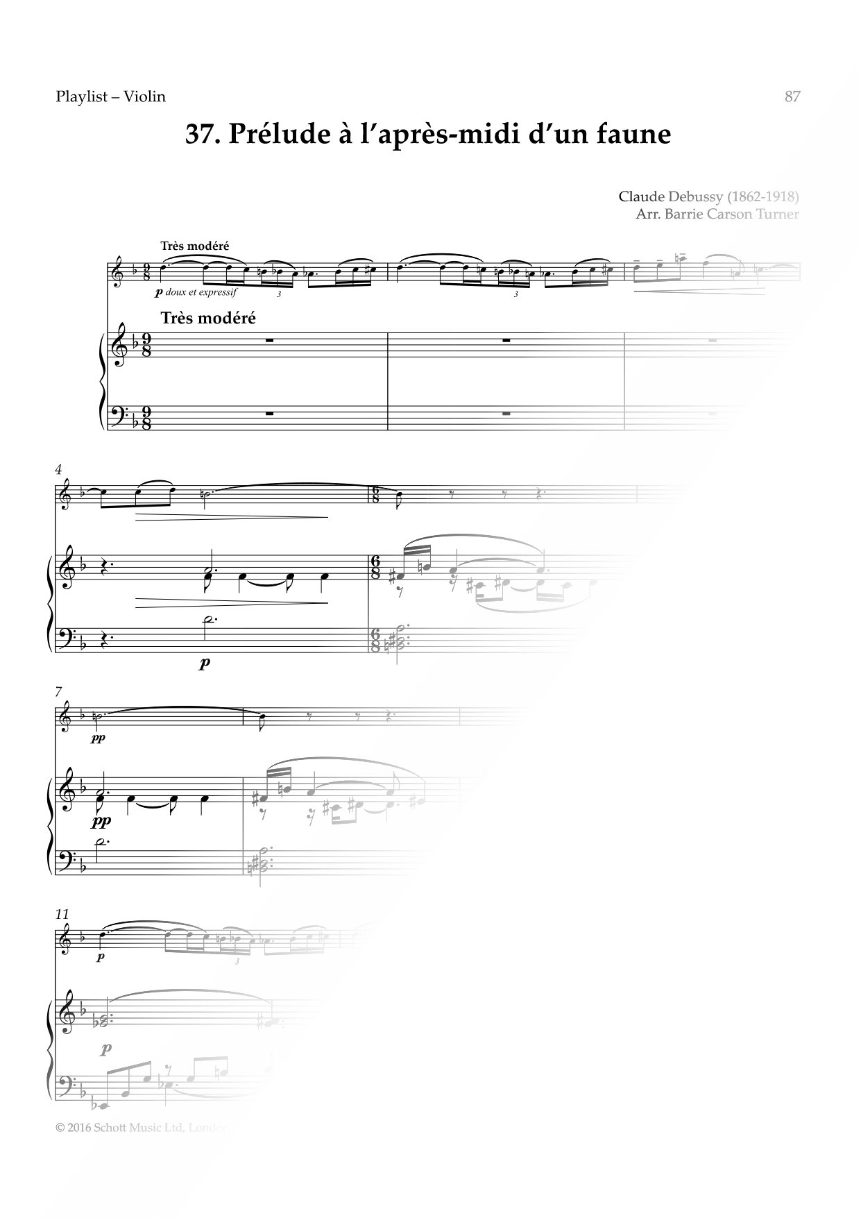Prelude to the Afternoon of a Faun - Violin & Piano