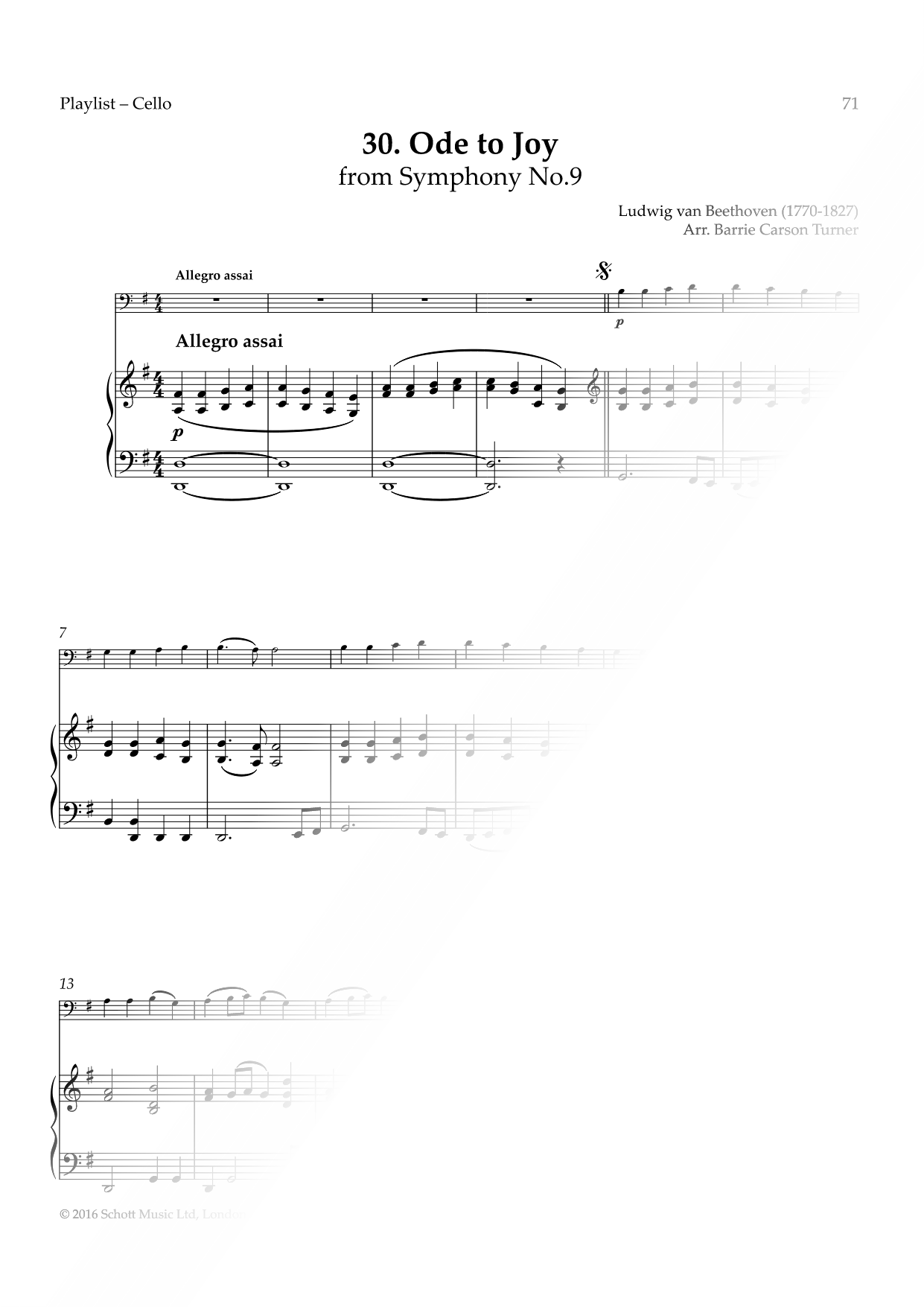 Ode to Joy - Cello & Piano