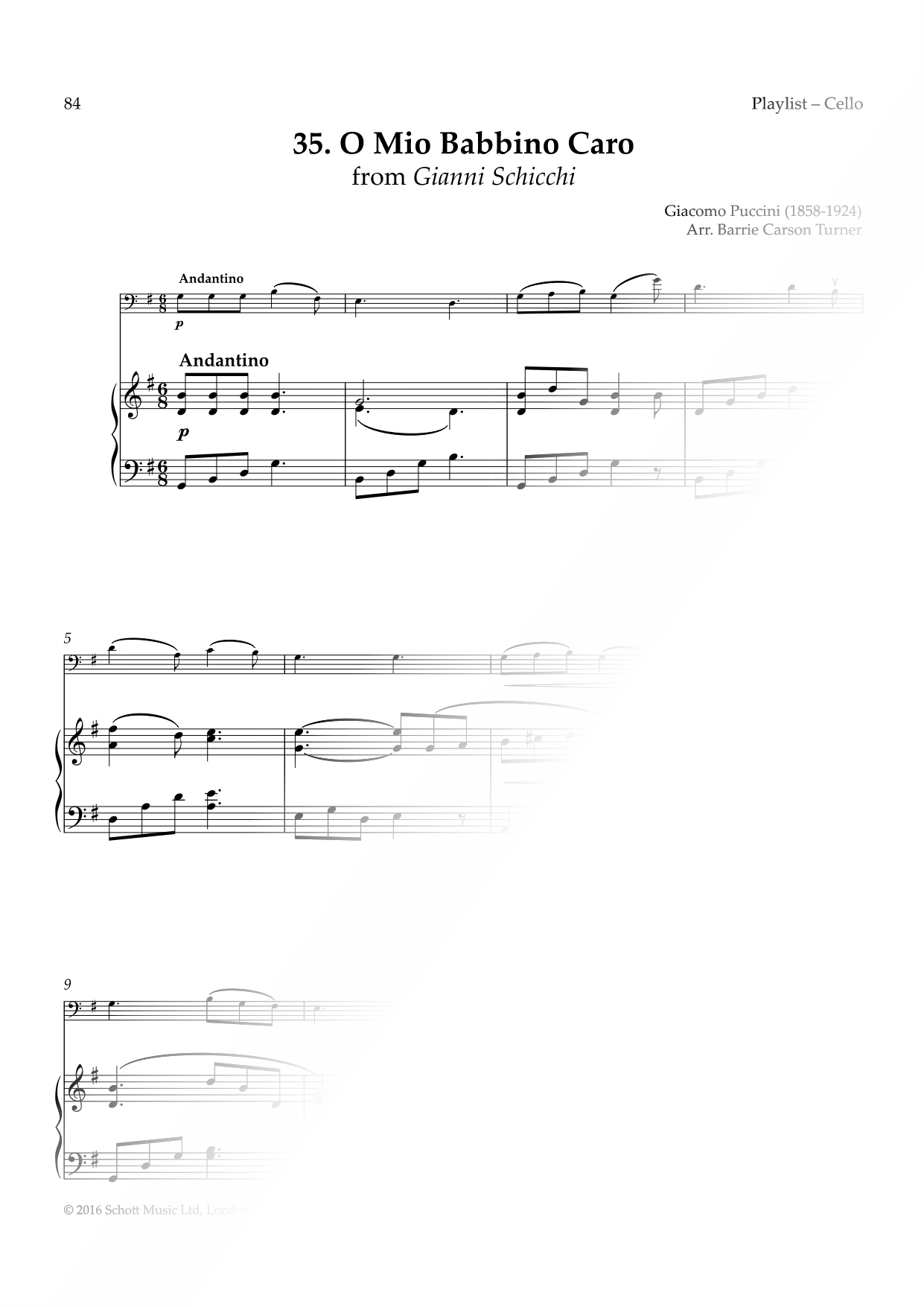 O Mio Babbino Caro - Cello & Piano