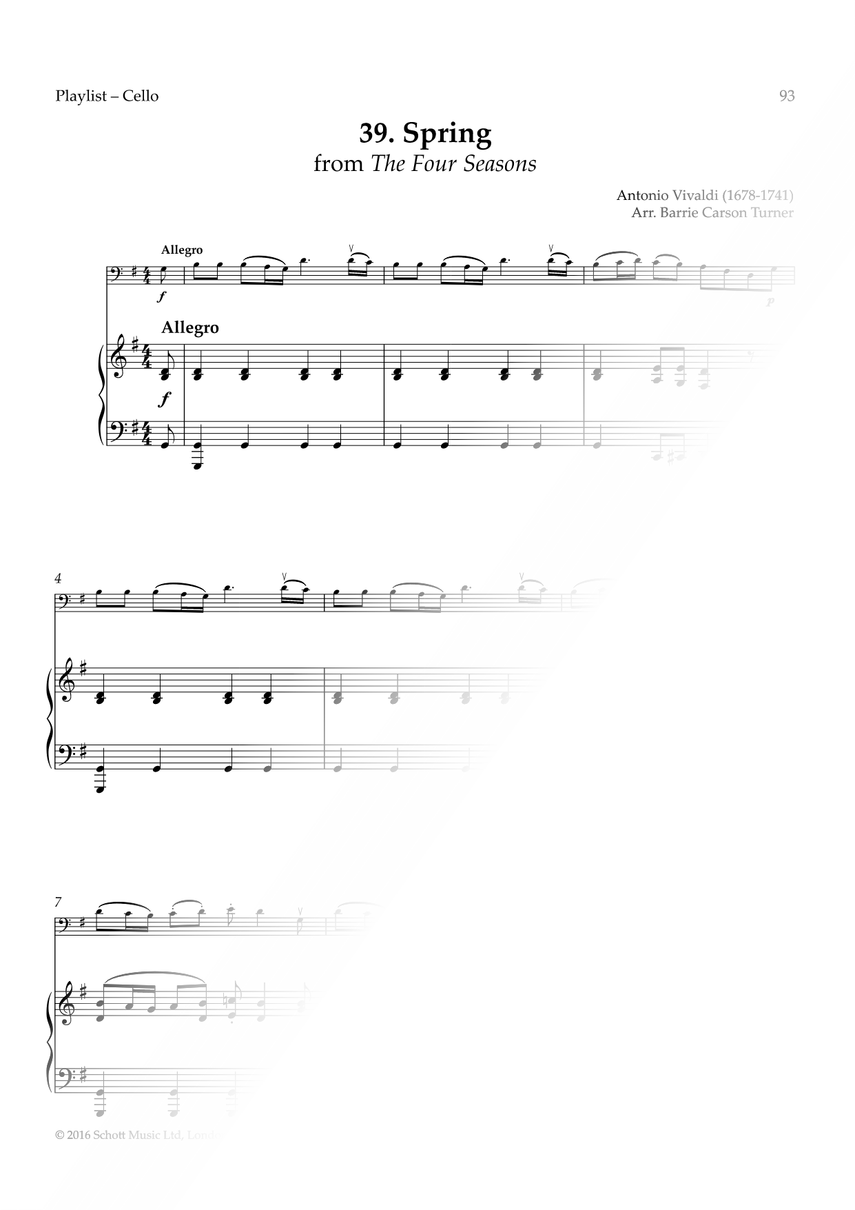 Spring from the Four Seasons - Cello & Piano