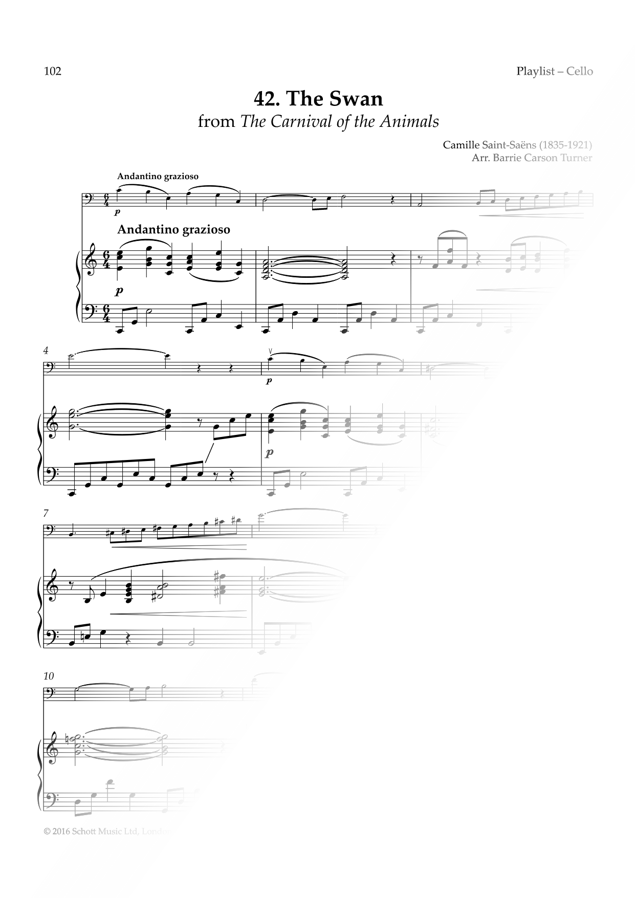 The Swan from Carnival of the Animals - Cello & Piano