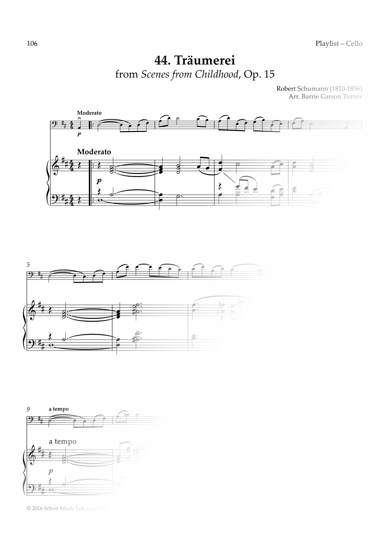 Kinderszenen, Op. 15: VII. Träumerei - Cello & Piano
