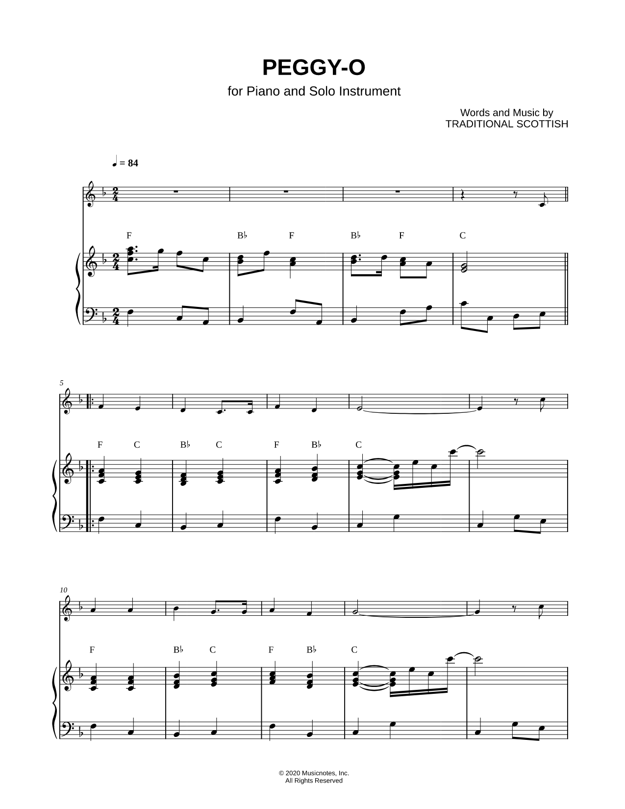 Peggy-O - Piano Accompaniment