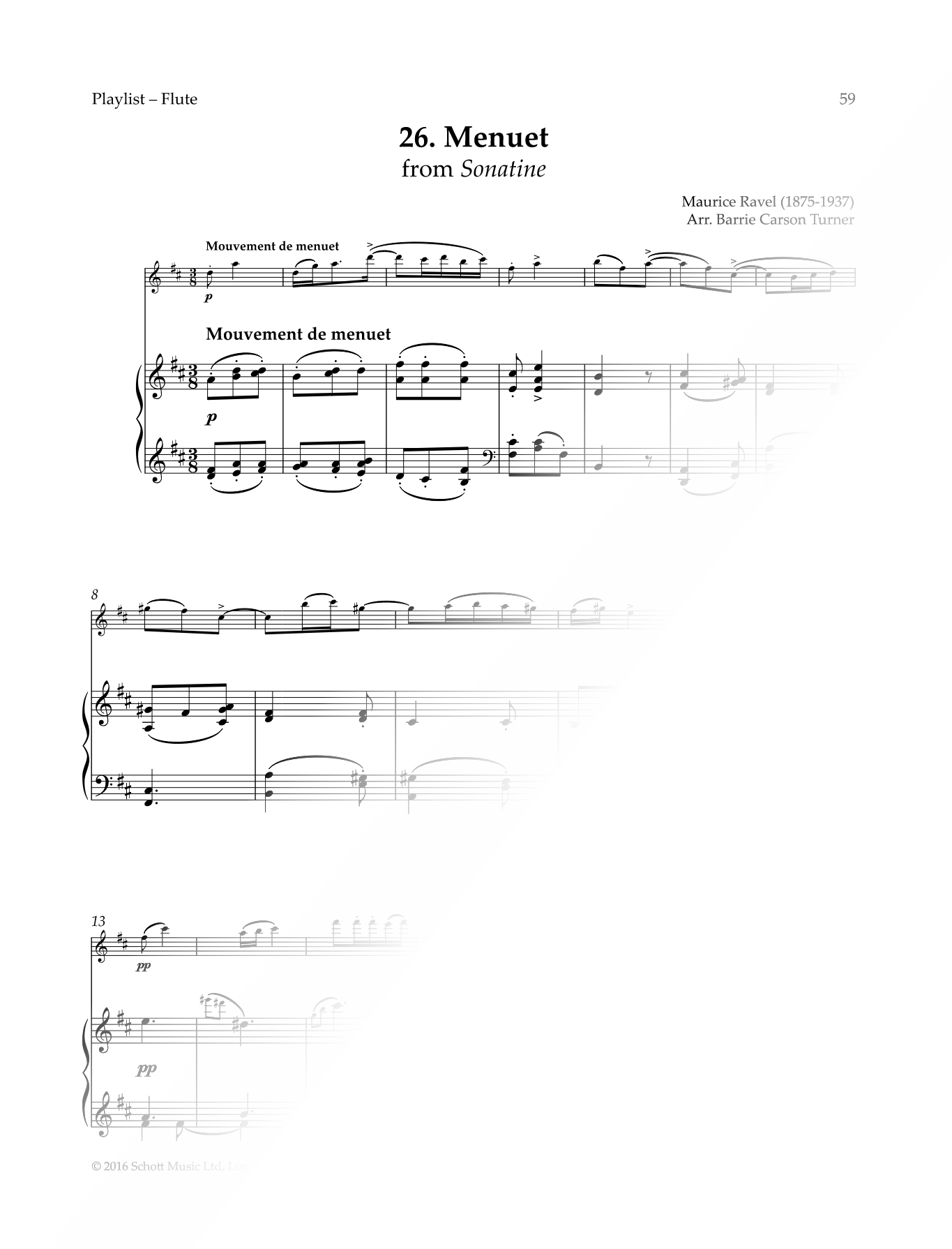 Sonatine, M. 40: II. Movement de menuet - Flute & Piano