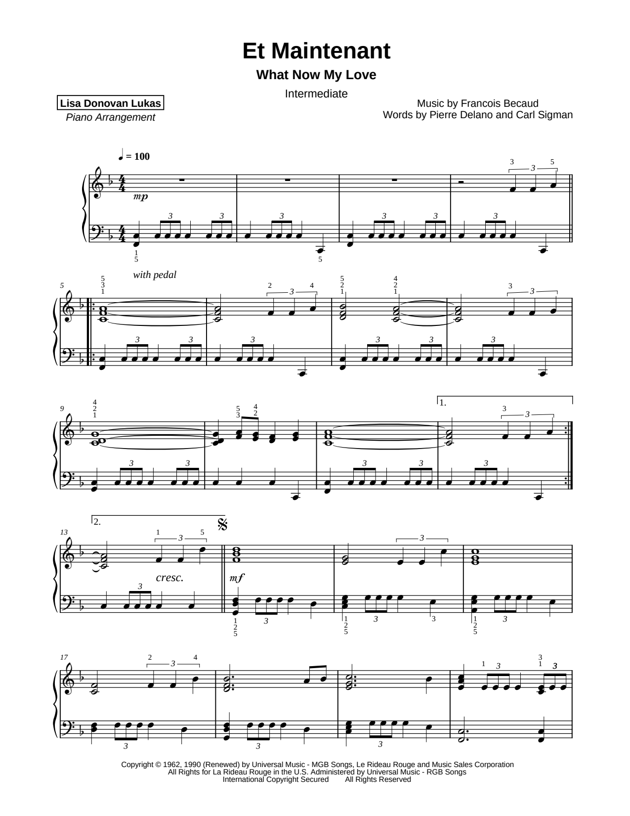 Et Maintenant (What Now My Love) [intermediate]
