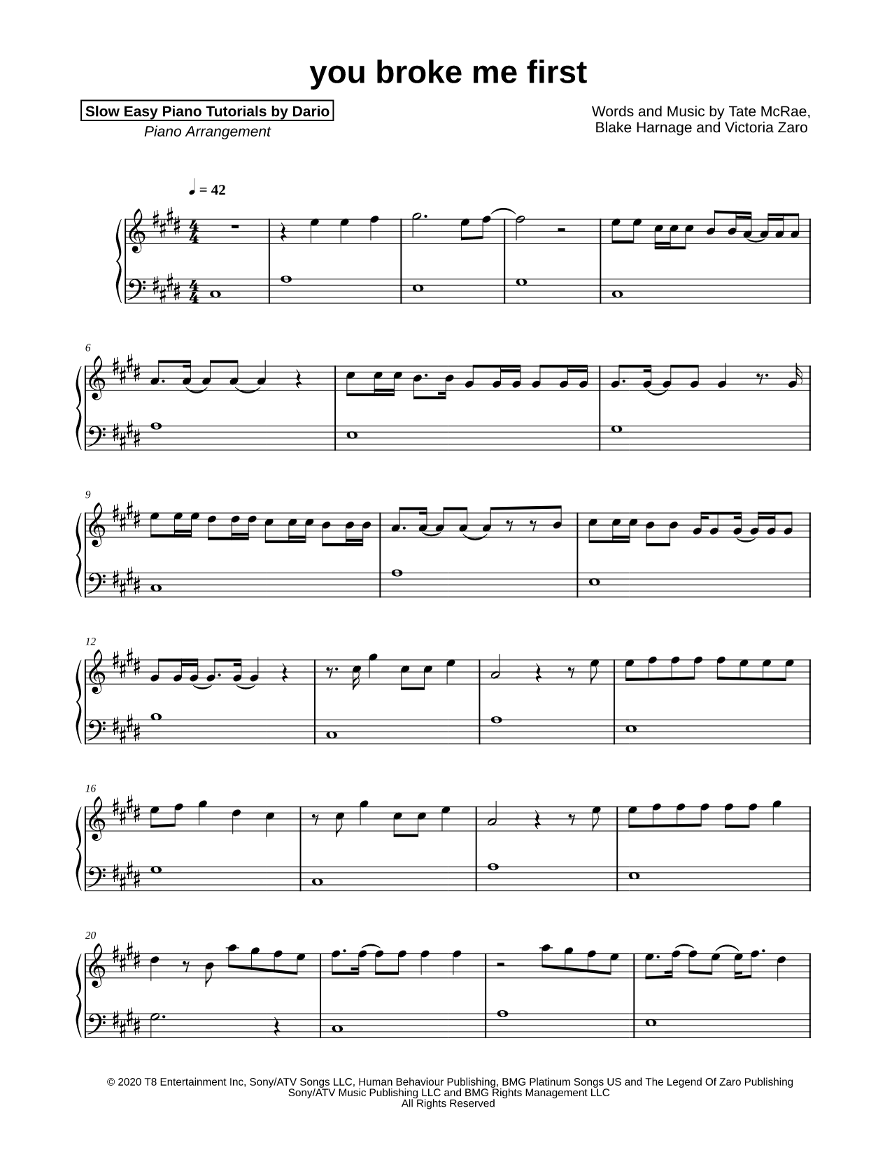 you broke me first [Slow Easy Piano Tutorial]