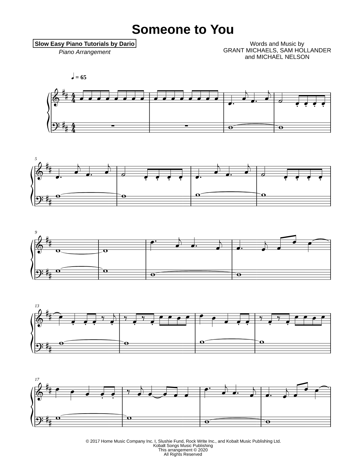 Someone to You [Slow Easy Piano Tutorial]