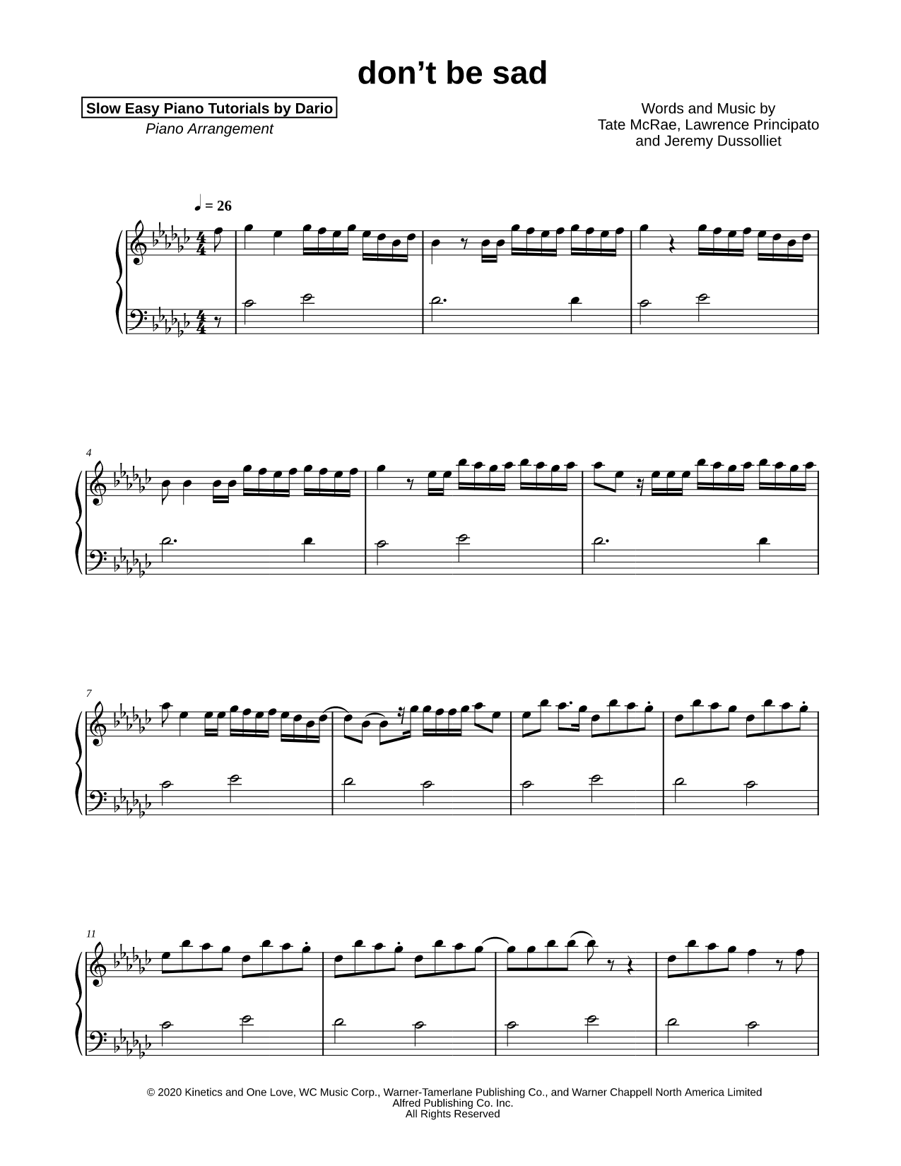 don't be sad [Slow Easy Piano Tutorial]