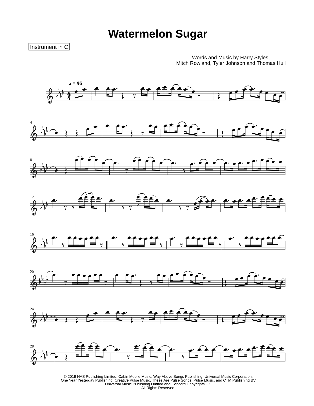 Watermelon Sugar - C Instrument