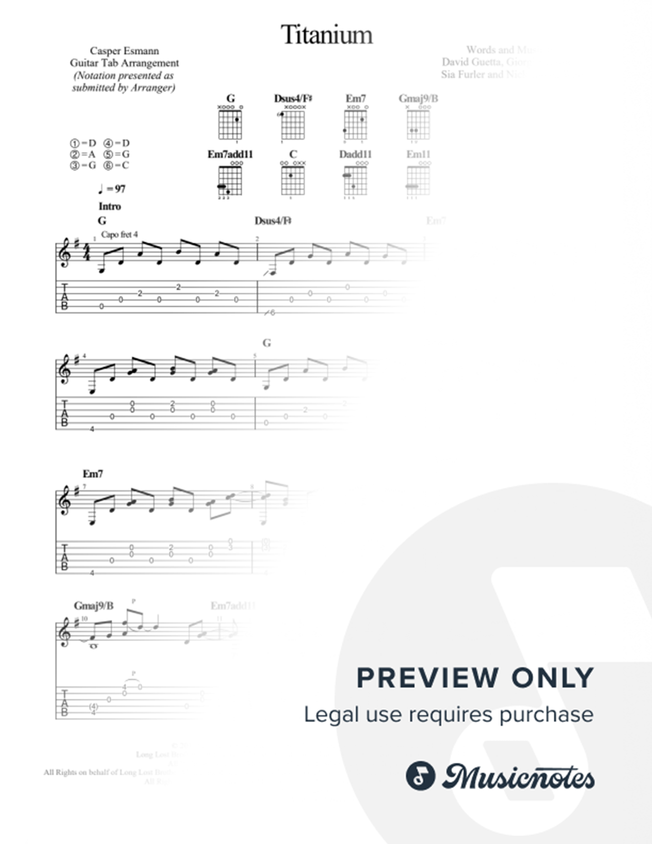 Titanium Sheet Music — Guitar Tab