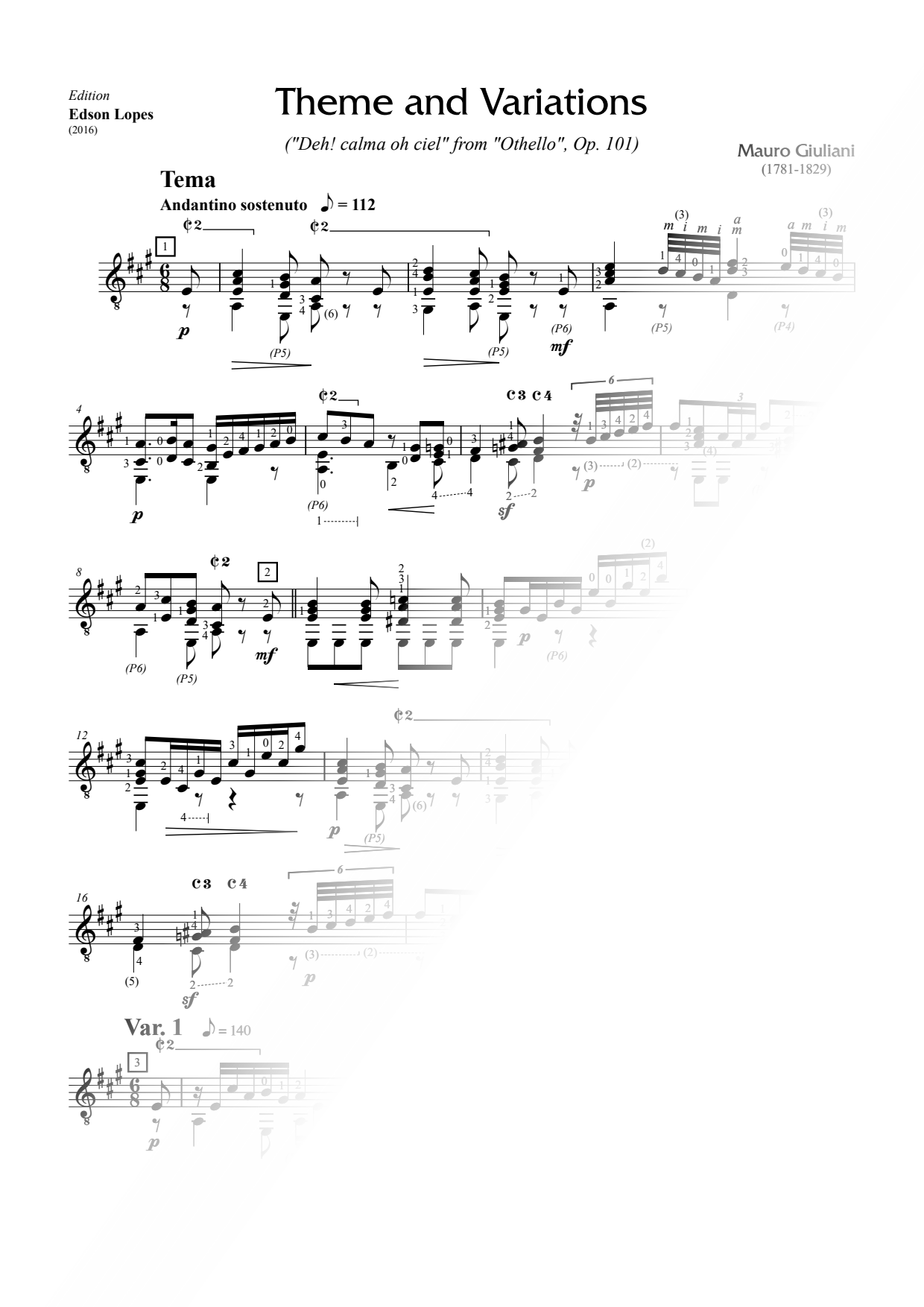 Theme and Variations, Op. 101