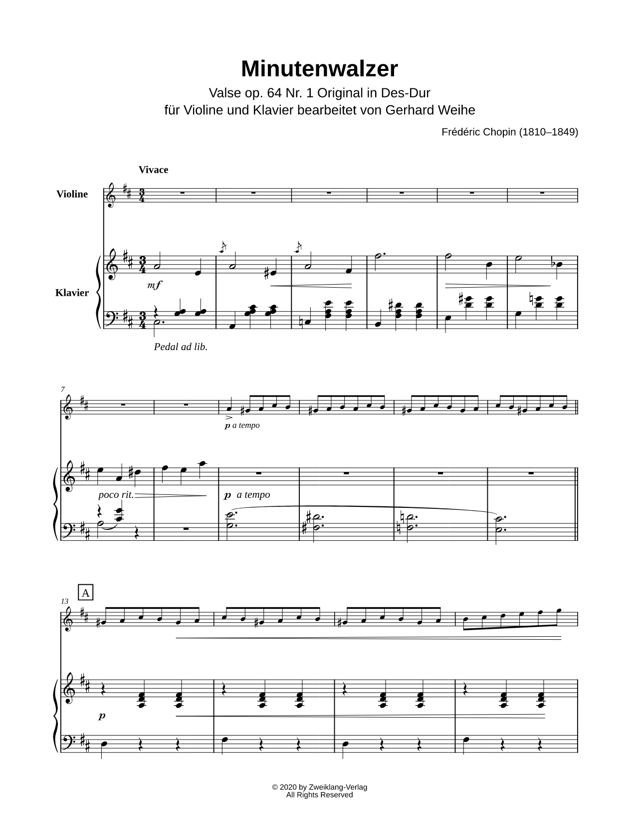 Waltz in Db Major, Op. 64, No. 1 - Violin & Piano