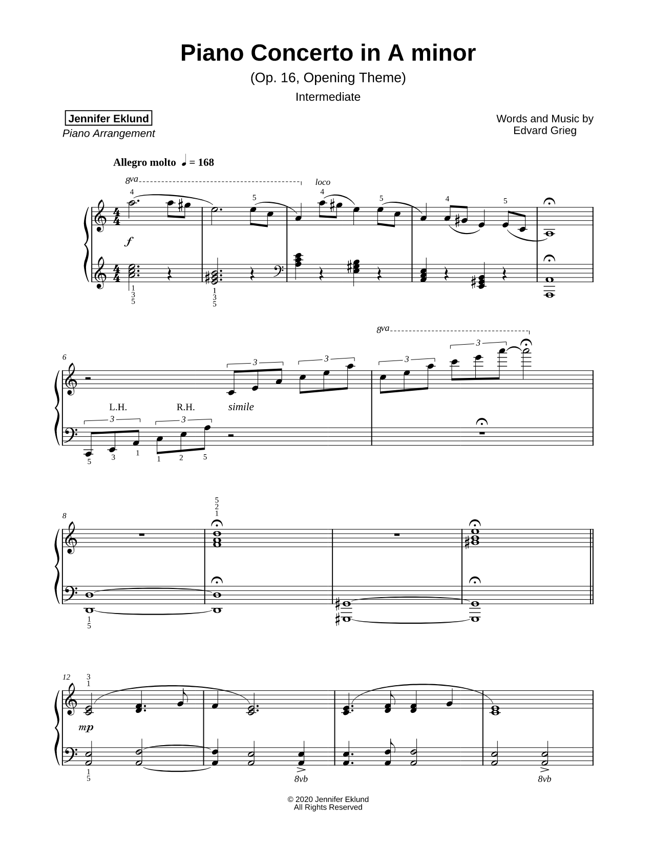 Piano Concerto in A Minor, Op. 16 - 1st Movement [intermediate]