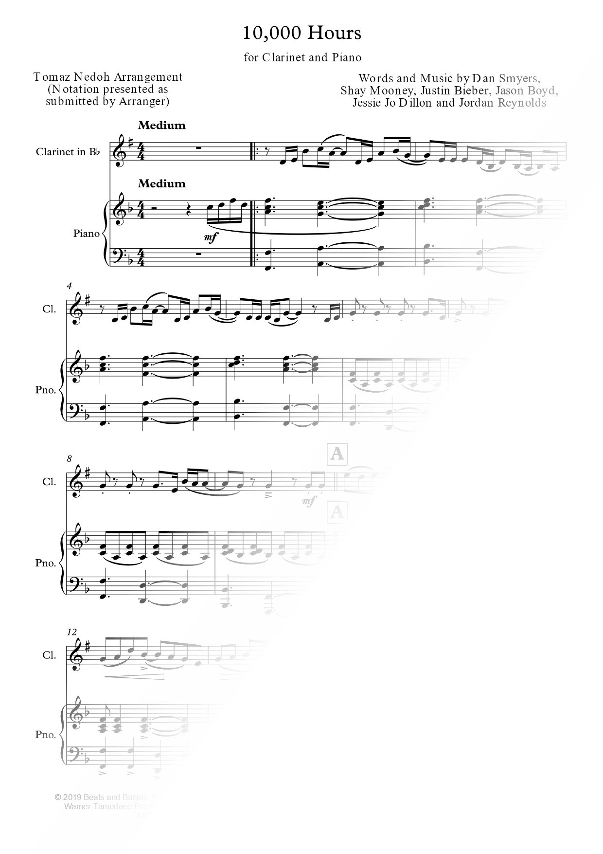 10,000 Hours - Clarinet & Piano